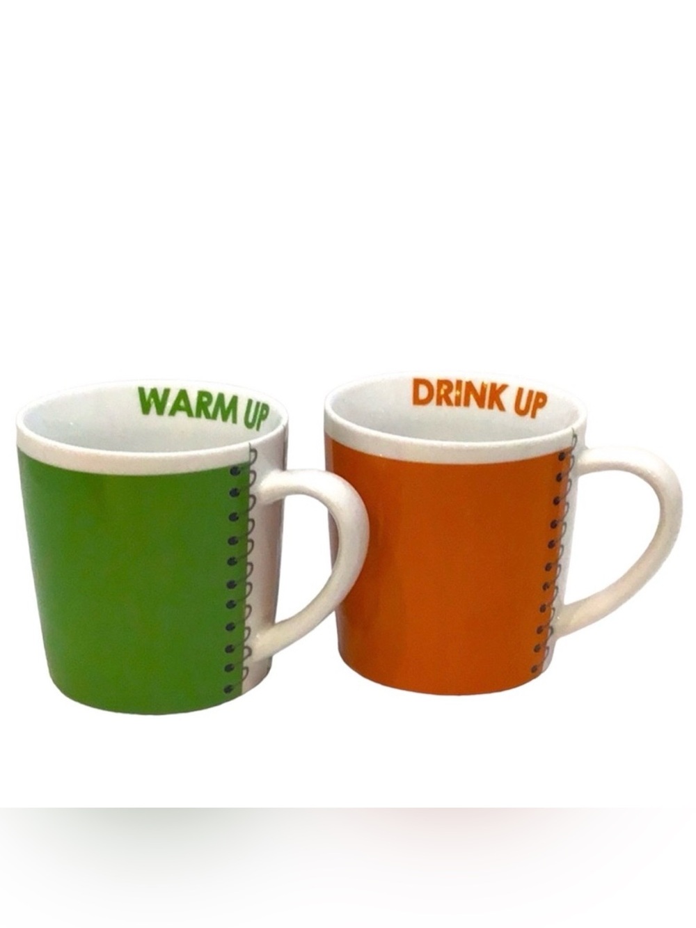 💚 Pair of Indigo Mugs “Warm up & Drink Up”